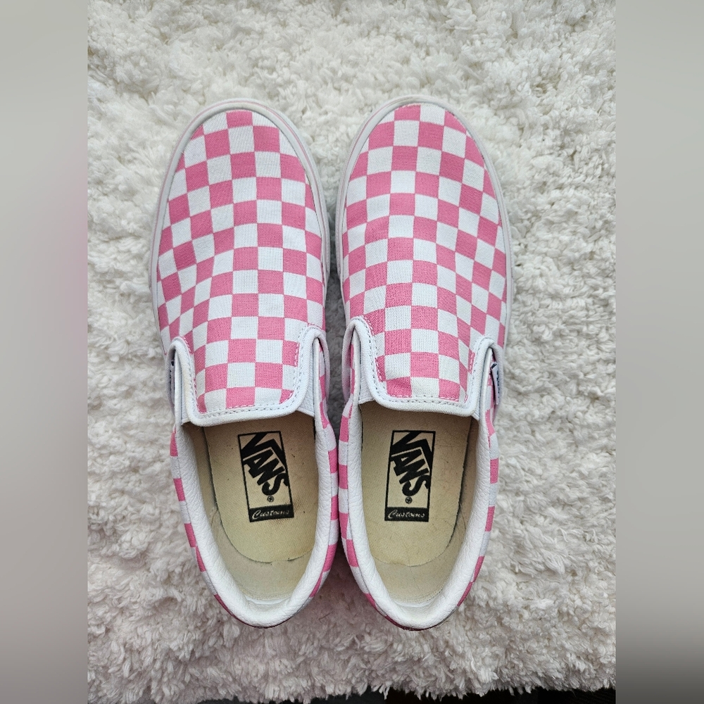 Vans Pink Checkered Slip-On Shoes